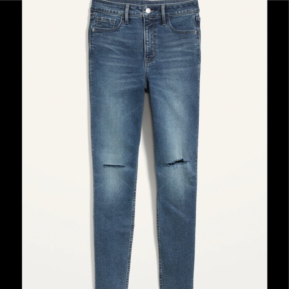 Old Navy Pants - Old Navy 14 Extra High-Waisted Skinny Stretch Ripped Ankle Jeans for Women